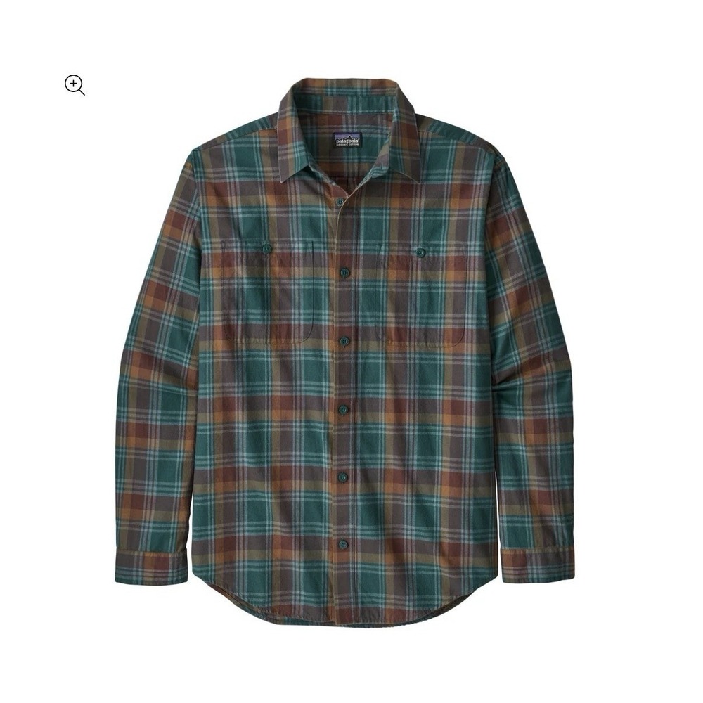 Patagonia Long Sleeve Shirt Mens Small Plaid Pockets Pima Cotton EUC Granola